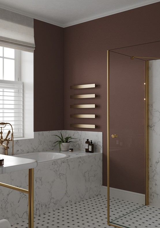 Bathroom layout visualised with photorealistic tiles and finishes
